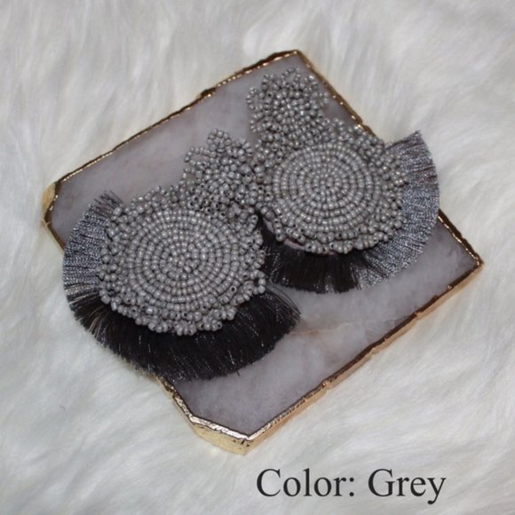 Beaded Drop Earrings with Tassels - Picture 3 of 5